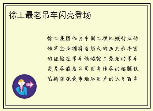 徐工最老吊车闪亮登场